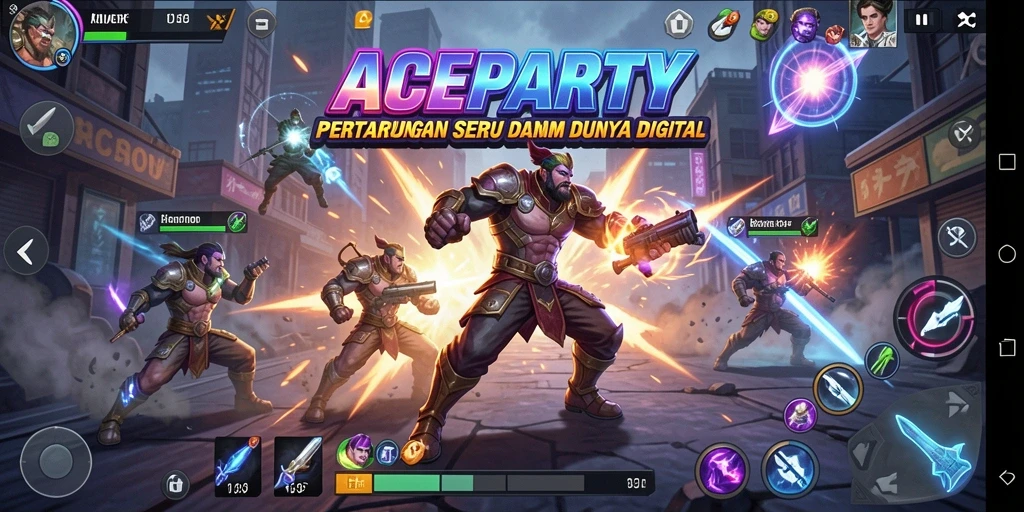Screenshot tampilan gameplay pertarungan seru di ACEPARTY