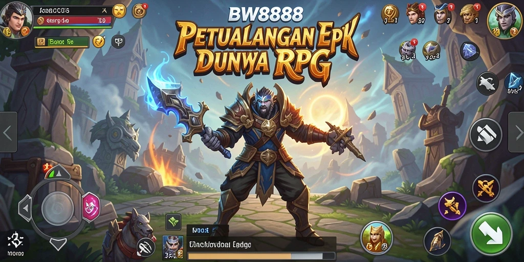 Tangkapan layar utama BW888 menampilkan pertempuran seru dalam dunia RPG.