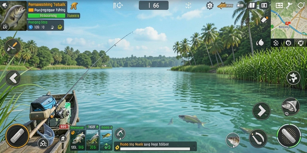 Tampilan gameplay ID66 yang menampilkan aksi memancing seru.