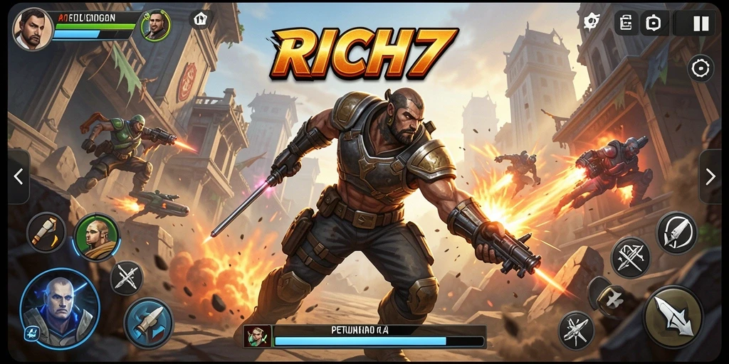 Tampilan gameplay RICH7 yang seru dan mendebarkan.