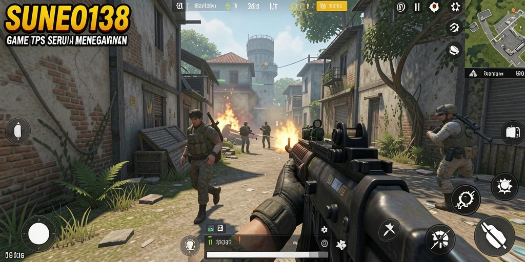 Tampilan gameplay mendebarkan dari SUNEO138 dalam pertempuran TPS.